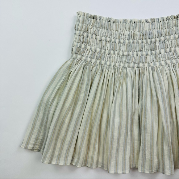 Madewell Neutral Striped Smocked Waist Pull On Mini Skirt Size XS - Picture 3 of 11